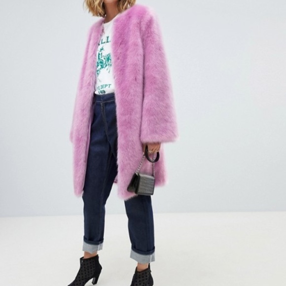 ASOS Jackets & Blazers - NWT ASOS DESIGN Flared Sleeve Faux Fur Midi Coat